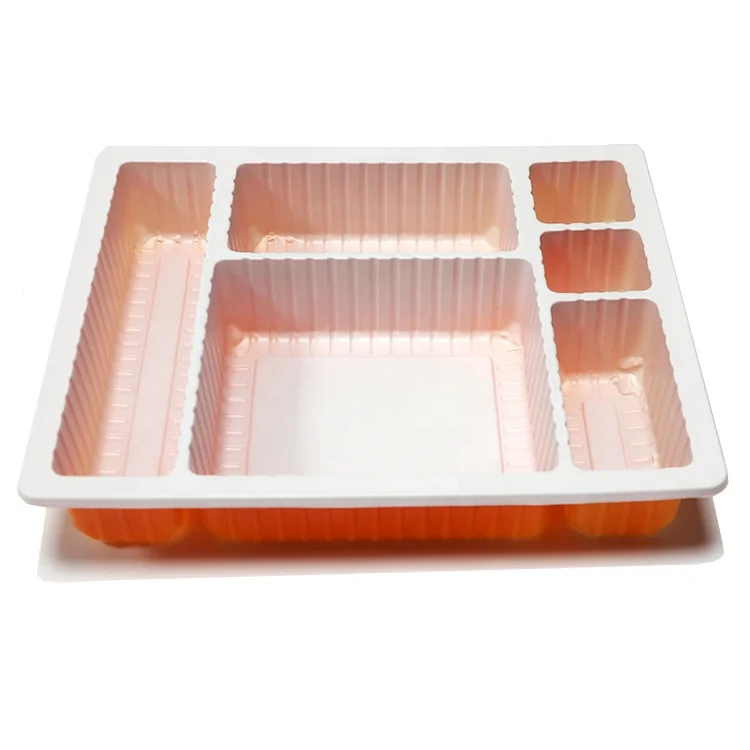 

Disposable 6 compartment fast food lunch box microwavable take away pp meal prep container with cutlery sauce container with lid