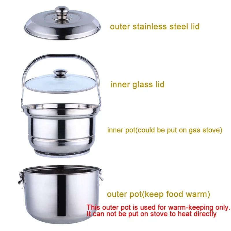 
6L Stainless steel 201 energy saving cooker outdoor camping cookware with handle kitchen equipment 