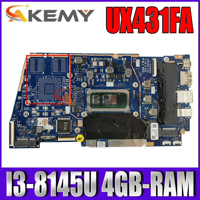 

UX431FA/FN Laptop motherboard for ASUS ZenBook-14 UX431FA UX431FN UX431F original mainboard 4GB-RAM I3-8145U GM