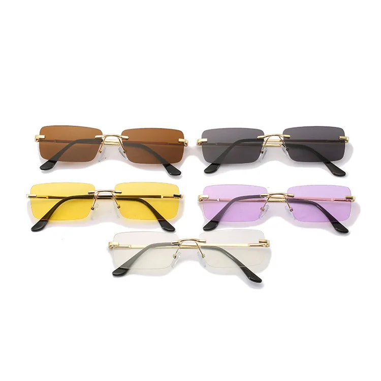 

Hot Unisex New Brand Designs Vintage Ladies Candy Color Sun shade UV400 2021 Rectangle Frameless Shades Sunglasses