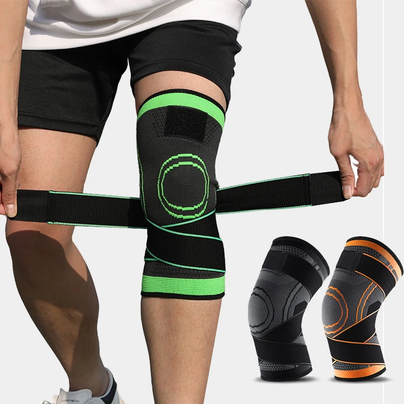 

Elastic Knitted Nylon Knee Brace Compression Support Sleeve with Adjustable Straps for Running Arthritis Pain