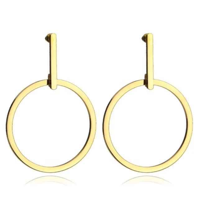 

Yiwu Aceon Stainless Steel Narrow Vertical Bar Earring Stud Dangle Flat Engraveable Washer Circle Earring