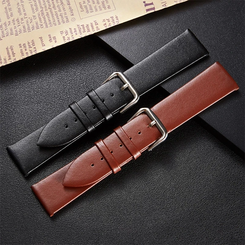 

Black brown watchband Leather Men Women Watch Band 12 14 16 18 20 22 24mm Wrist Watch Strap On Belt Bracelet Metal Buckle