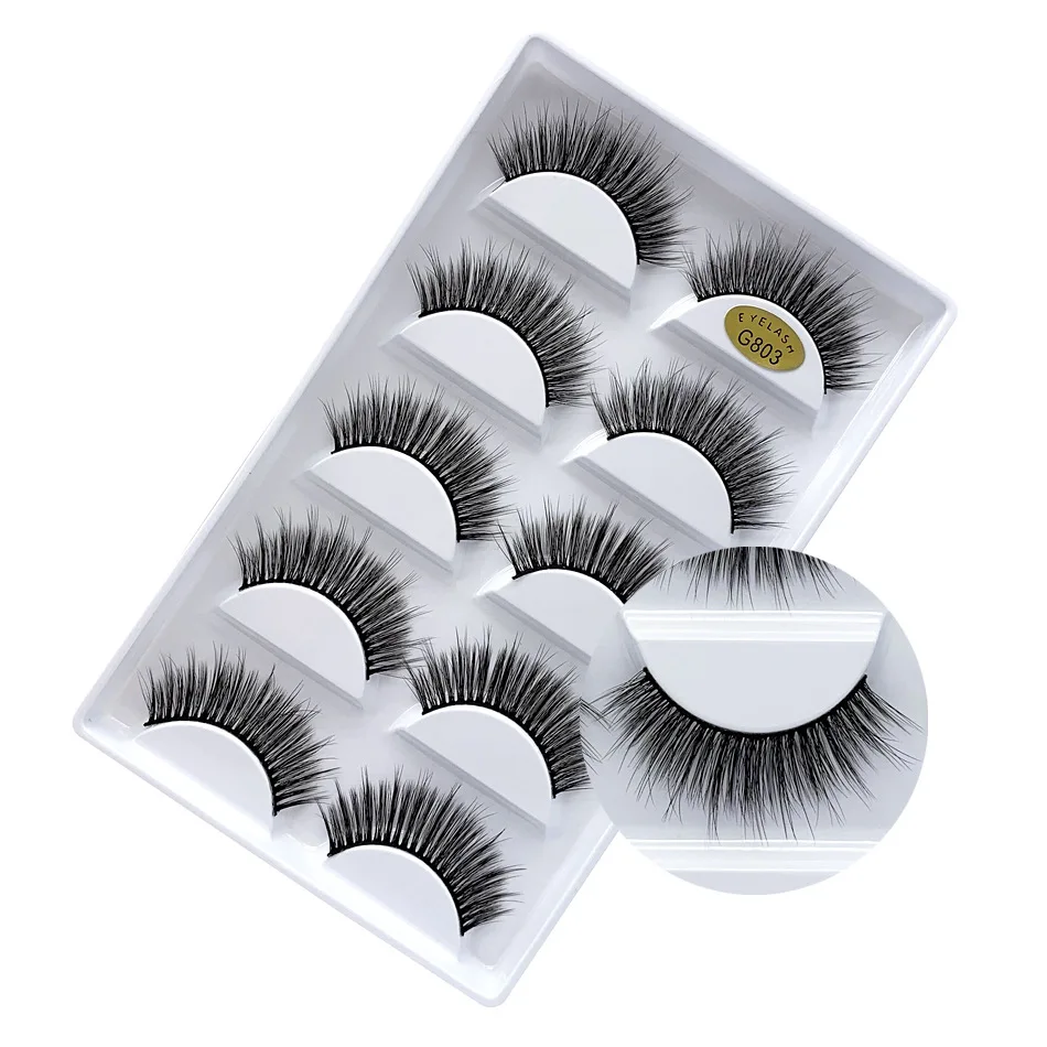 

5Pairs 3D Mink Lashes Hair False Eyelash Natural/Thick Long Eye Lashes Wispy Makeup Beauty Extension Tools JM-001, See picture