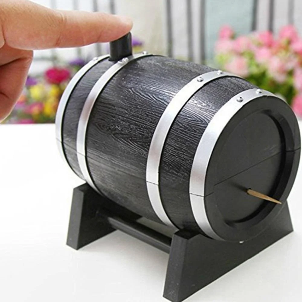 

Automatic Wine Barrel Toothpick Holder Hand Pressing Toothpick Container Box Dispenser Holder Household Organizer Desk