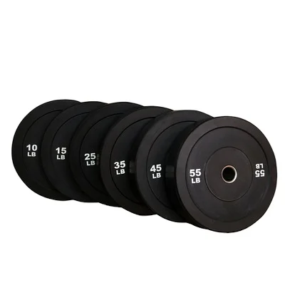 

Fitness Body Building Weight Lifting Bumper Plate Weight Plates 10/15/25/35/45/55LB, Black
