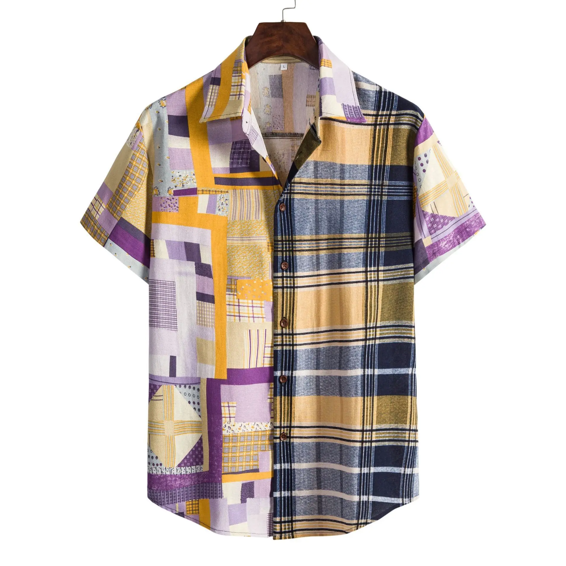 

New summer men's shirts large print short sleeve fashion lapel shirt temperament commuting