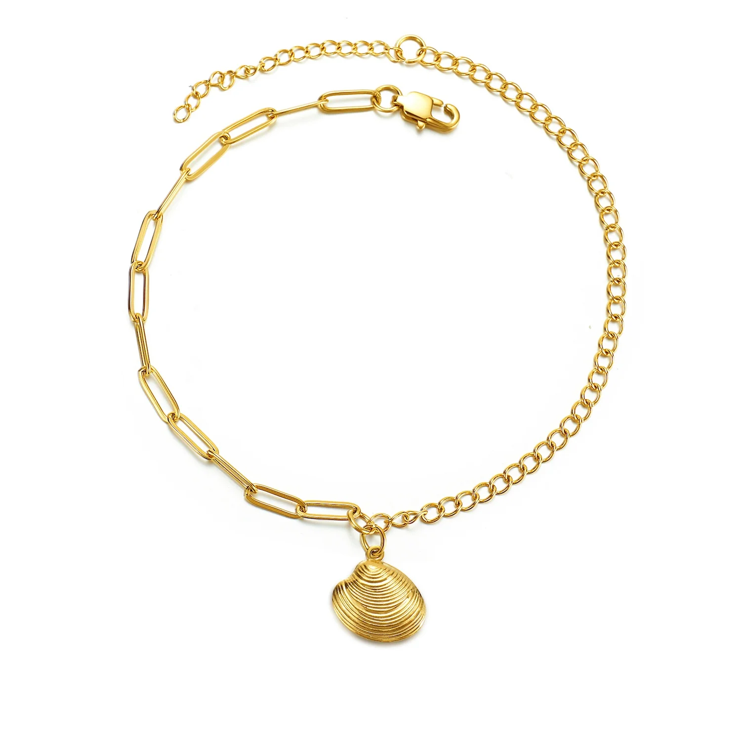 

Design Shell Beach ankle bracelet stainless steel anklet foot jewelry feet jewelry anklet foot chain, 18k gold / stainless steel silver