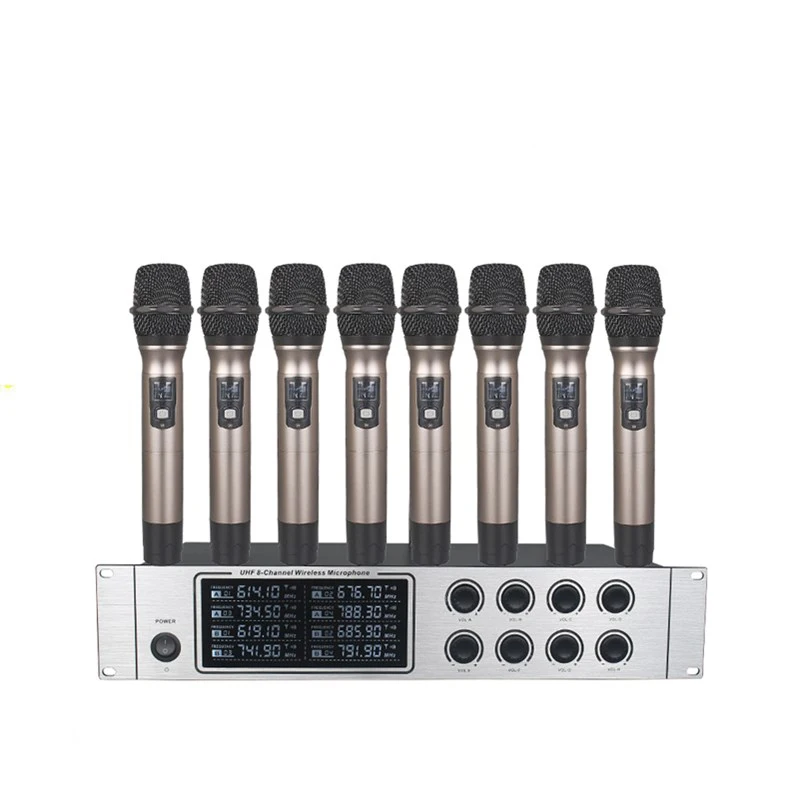 

Hot Sale professional UHF wireless microphone 8-channel for stage performance karaoke