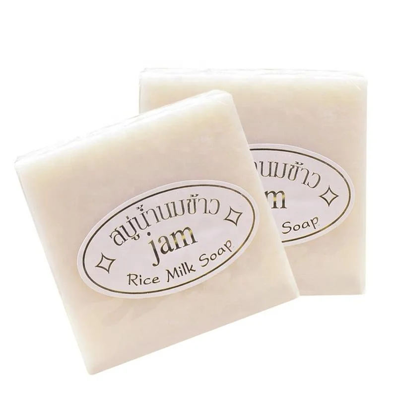 

manufacturer wholesale Natural organic anti acne Whitening body bath foaming Handmade thailand rice milk Soap bar, White