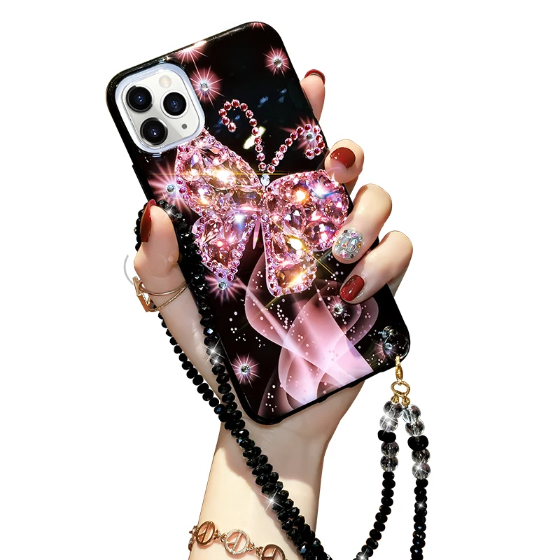 

High quality Luxury Butterfly diamond phone case for iphone 12 case protect TPU cover case girl like style mobile phone shell