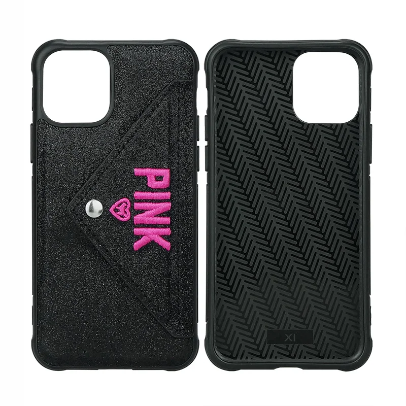 
PINK TPU Card holder wallet case for iphone 11 pro 