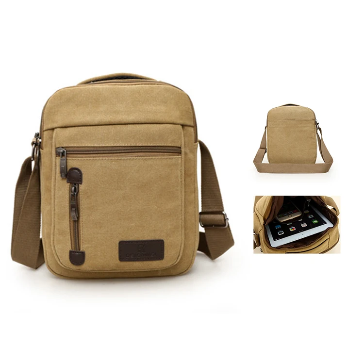 

canvass sling bag messenger messenger bag for men shoulder bag, Kahki