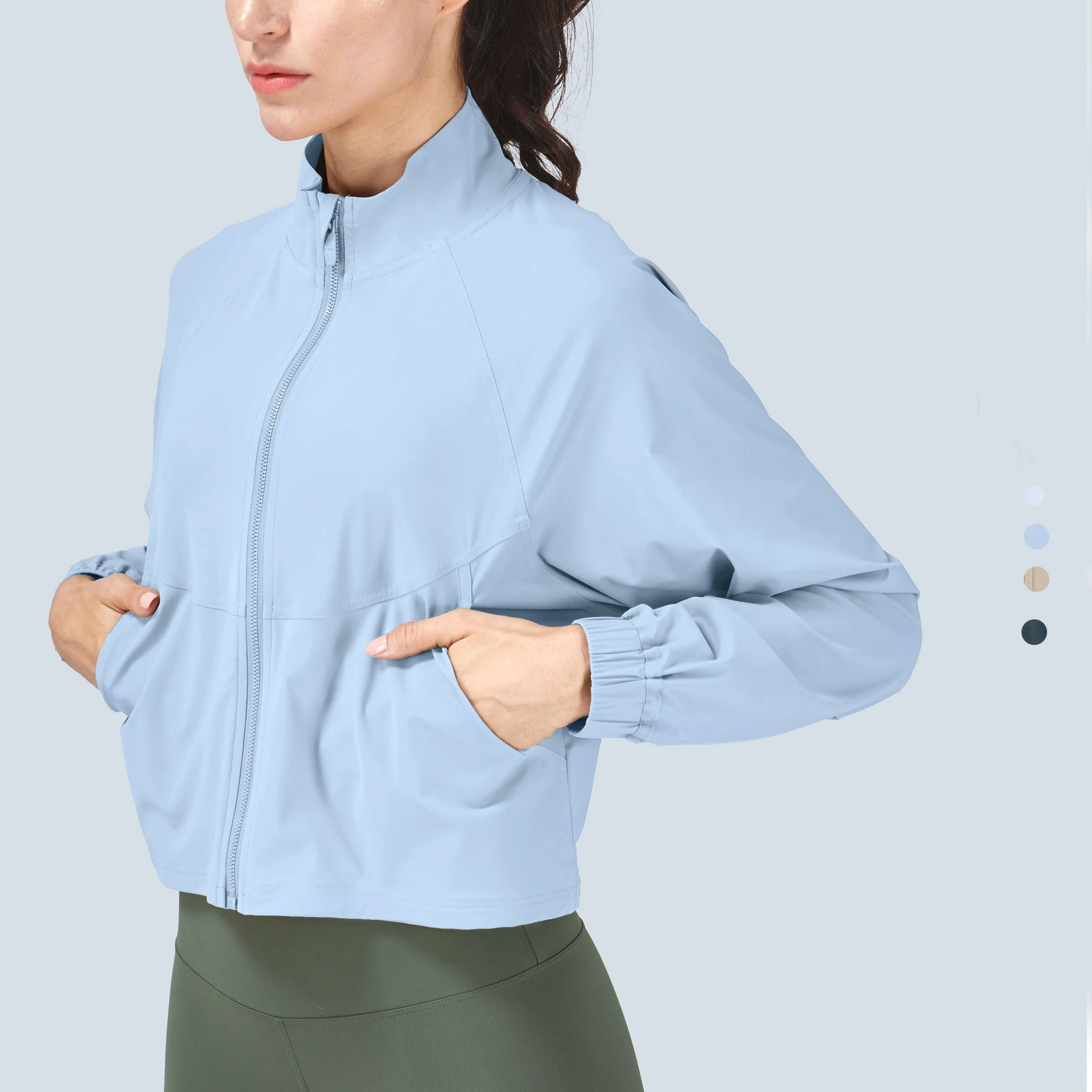 

Sports Jacket high Collar Zipper casual Loose Fit breathable Gym Suit jacket