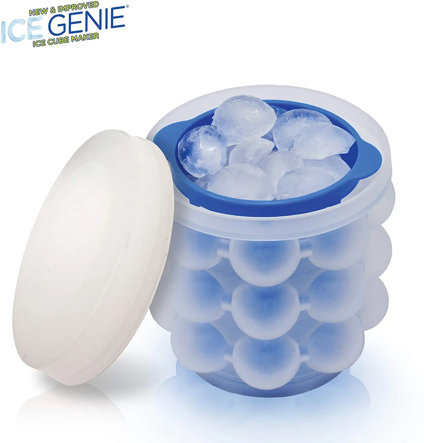 

New 24 Cube Ice Genie Ice Cube Make Larger Cubes, silicone ice bucket With Lid improved