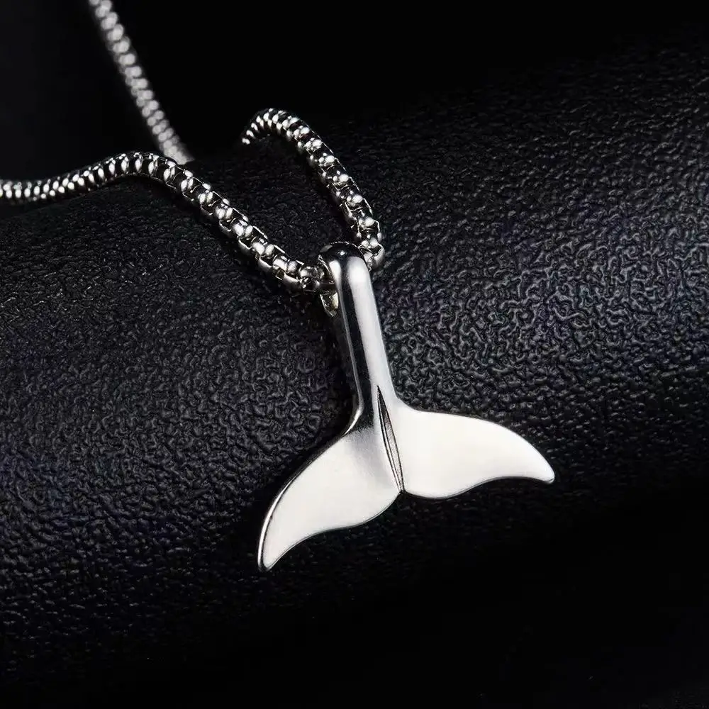 

Stainless Steel Chain Mermaid Tail Pendant Necklace Jewelry Dolphin Fishtail Whale Tail Necklace For Men Women Party Gift