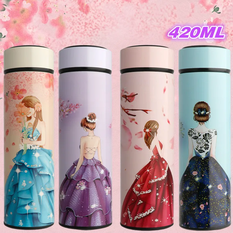

Creative Girl Flower Thermos Bottle Fashion Portable Student 304 Stainless Steel Water Bottle Insulated Cup Milk Coffee Gift Mug