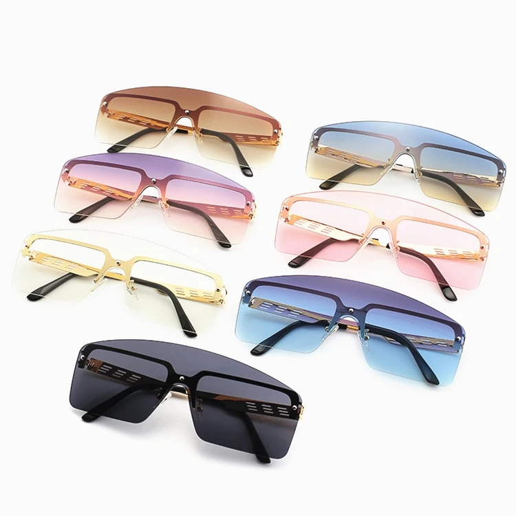 

DL Glasses DLL511 Retro Vintage Men Women Tinted Rectangle one piece shades Rimless Sun glasses lentes de sol sunglasses 2021, Picture colors