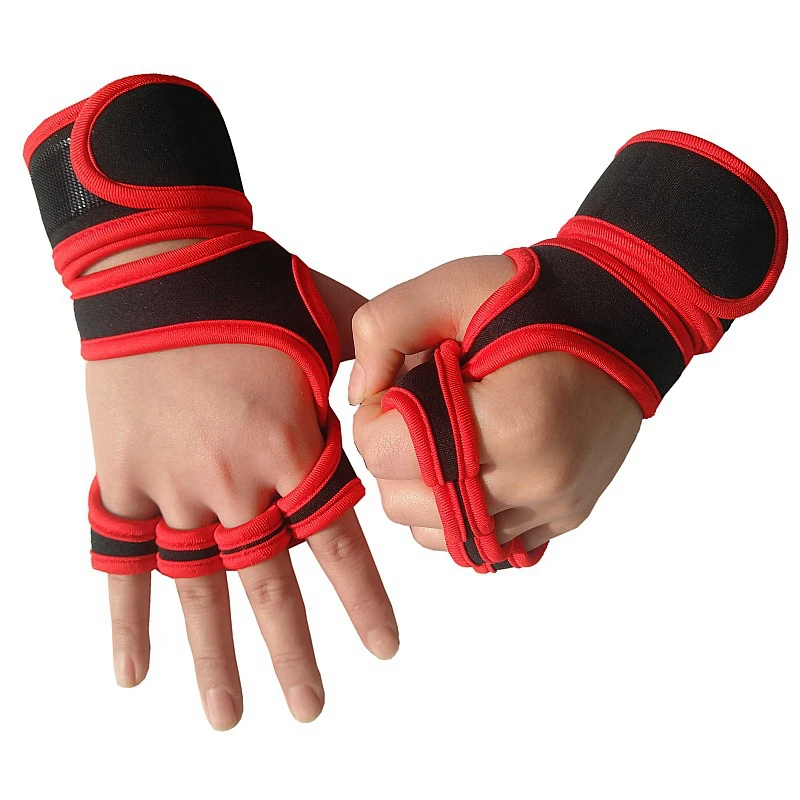 

one Pair Gym Fitness Gloves Hand Palm Protector with Wrist Wrap Support Cross fit Workout Bodybuilding Power Weight Lifting, Customized color