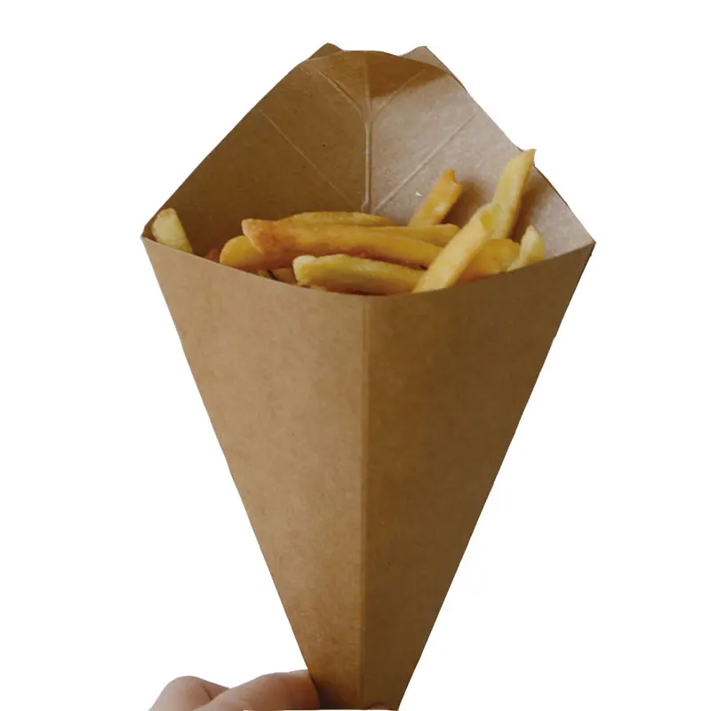 

Without Printing Fold Kraft Paper Cone for French and Food Common Usage For Food Packaging Small Size