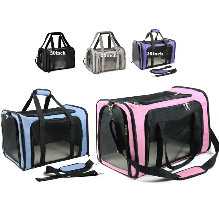 

Dropshipping 20IN Cat Pet Carrier Airline Approved travel bag Dog Carrier, Black, grey, can be customized