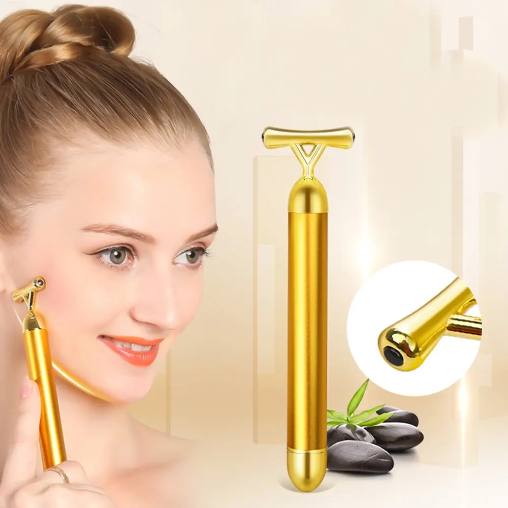 

Factory Supply Skin Care Device Energy Beauty Bar 24k Golden Pulse Y-type Facial Vibrating Massager