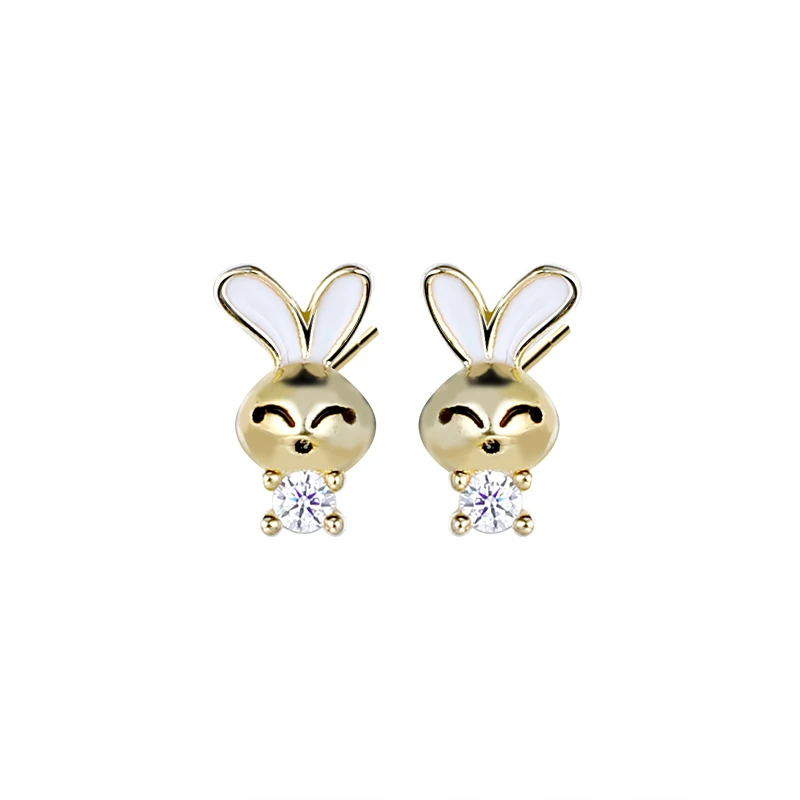 

Cute animal style 925 sterling silver jewelry small rabbit zircon stud earring 18K gold plated