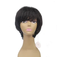 

Wholesale Cheap 100% Human Hair Extensions Wigs Short Virgin Brazilian Hair Straight Lace Wig for Black Women