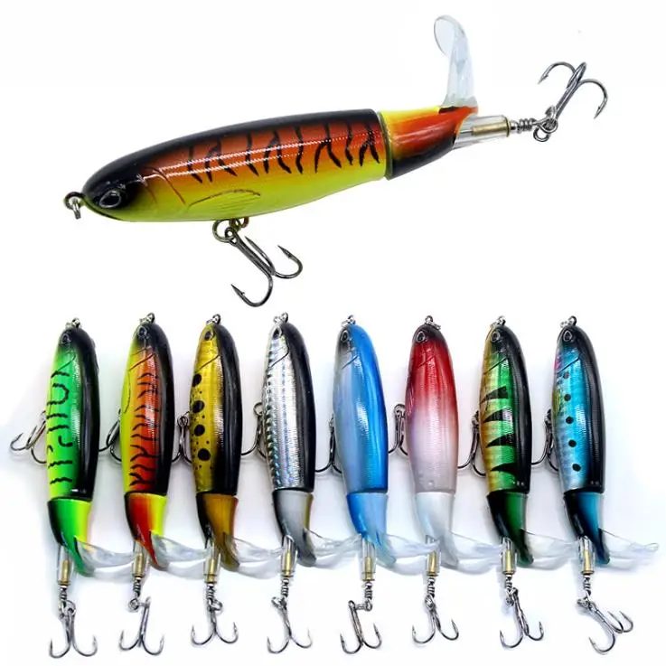

Wobblers /13.2g Top Water Popper Fishing Lure Hard Bait Rotating Soft Tail Fishing Tackle Whopper Plopper, 8colors