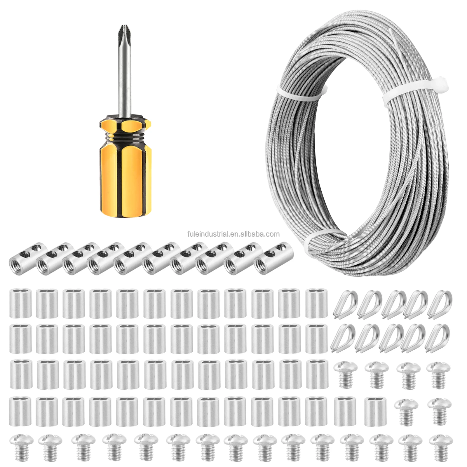 

Home & Garden Fencing Wire Kit with M2 Thimbles Crimping Sleeves Stainless Steel Wire Rope Cable Railing Picture Wire Garden Kit