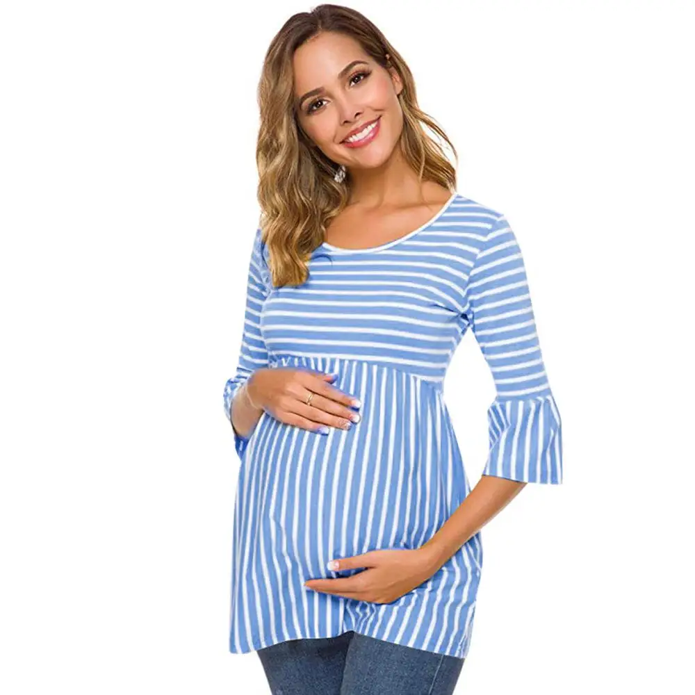 

Women's Long Sleeve Striped Nursing Maternity Tops