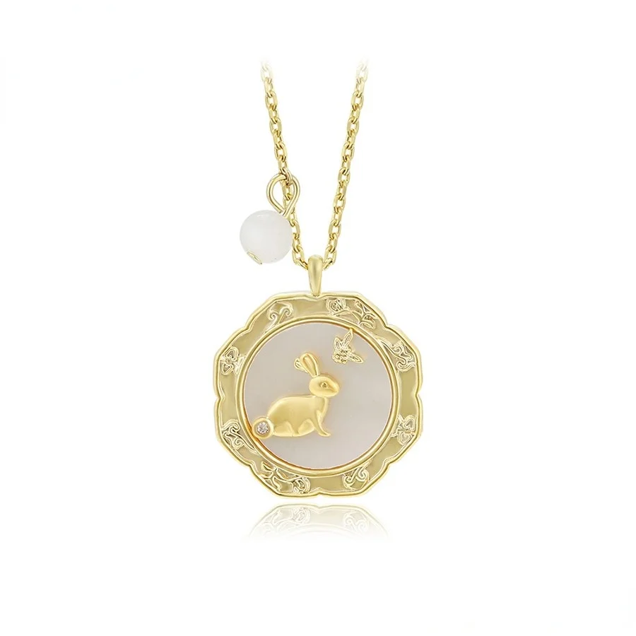 

BLnecklace-01327 Xuping Jewelry Elegant exquisite rabbit new design pearl 14K gold pendant necklace