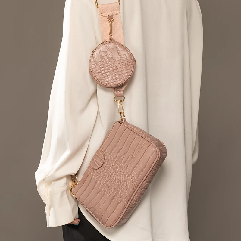 

Fashion handbags leather wholesale crossbody shoulder bag pu 3 in 1 women purse handbags with coin purse, Black / pink / white / brown or customized