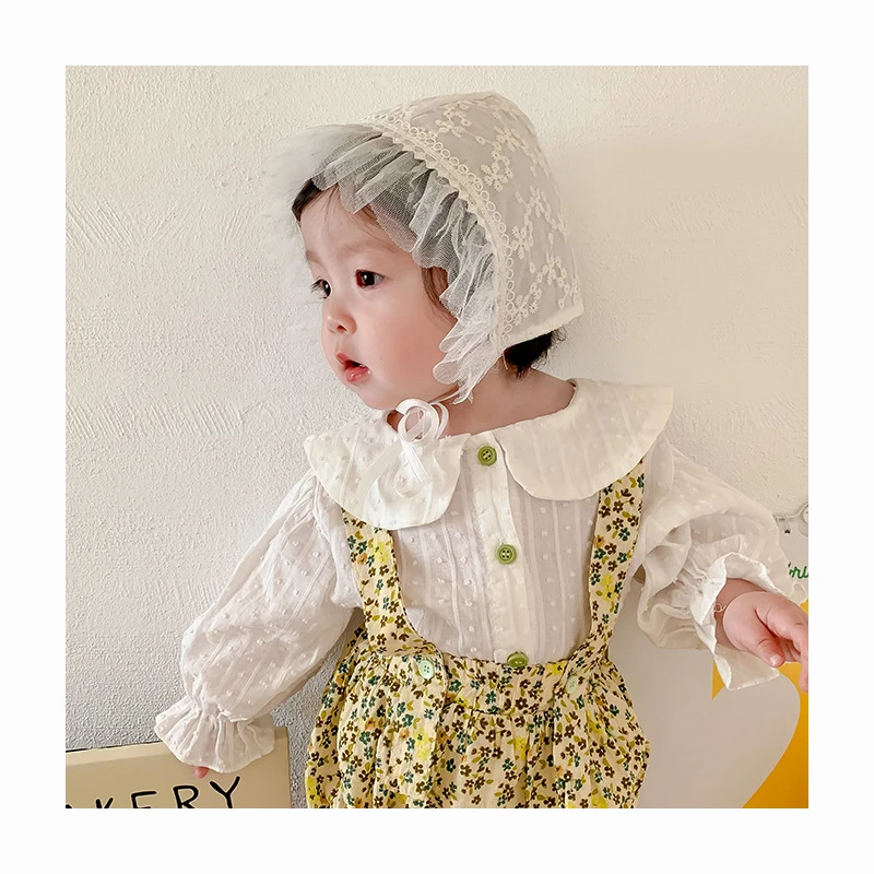 

Spring 2022 new baby dress two-piece set sweet pastoral style baby collar flower harness two-piece set baby clothes