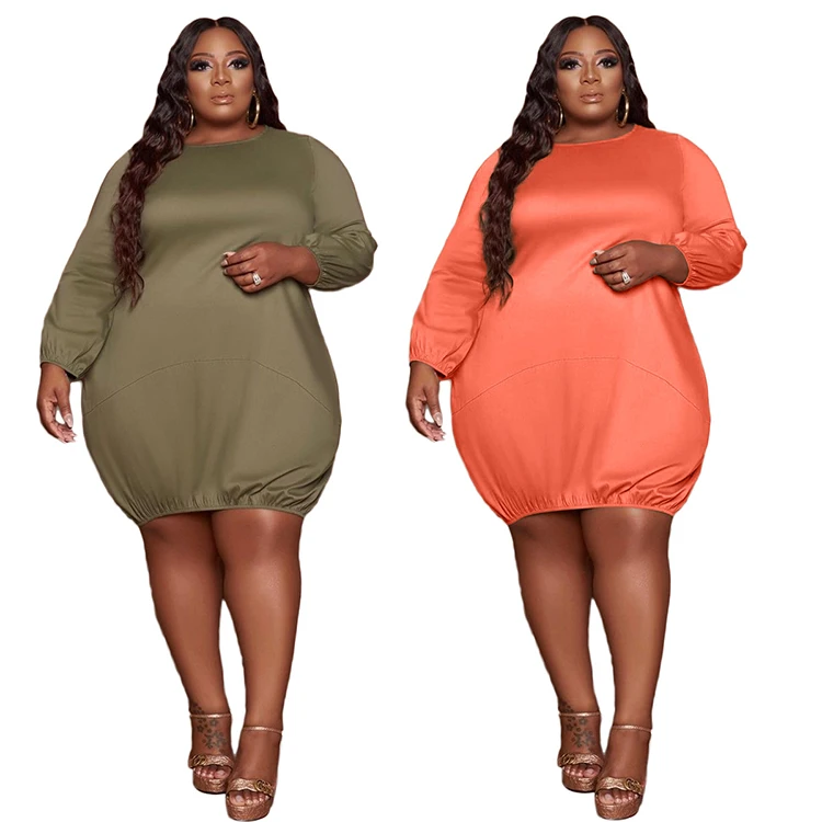 

Women large Size Plus Size 5XL Solid Color Chubby Girl Woman Dress, Customized color