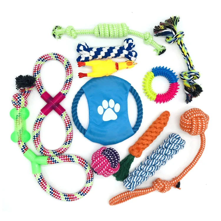 

Custom Pet Chew Toys 5-15 Packs Set Rubber And Cotton Rope Dog Toys