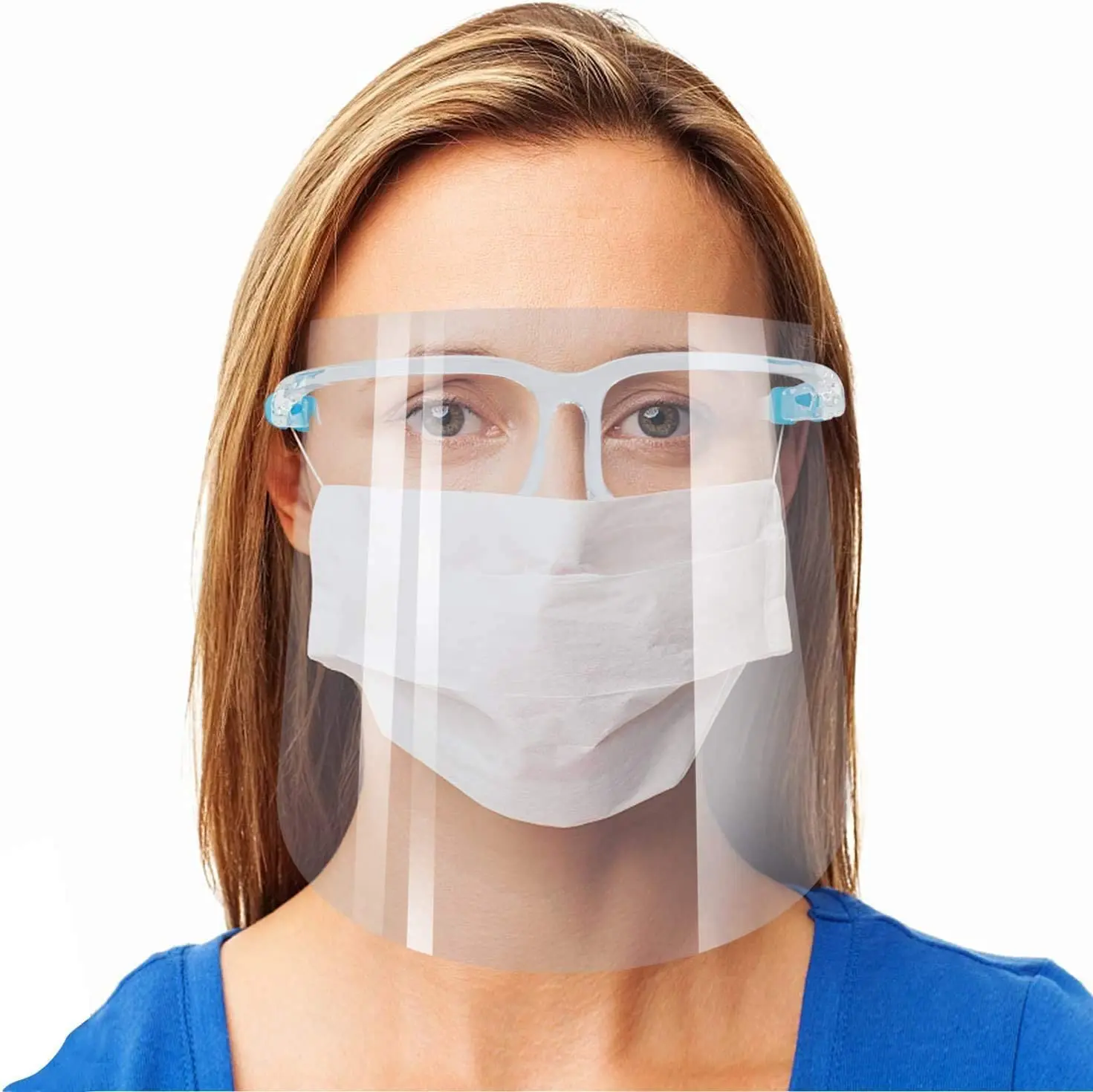 
Transparent Protective adult Safety Visor Face Facial Weat Glasses Clear Shield Face shield with Glasses Frame 