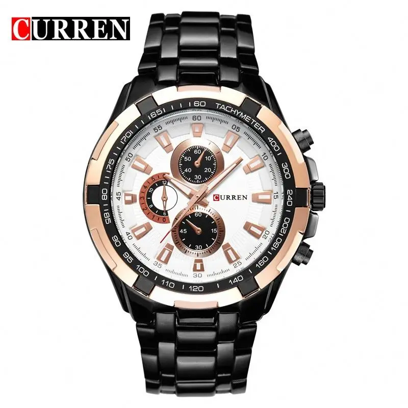 

CURREN 8023 king red male quartz watch taobao steel Strap water resist dials decoration storage student watch kit for sale