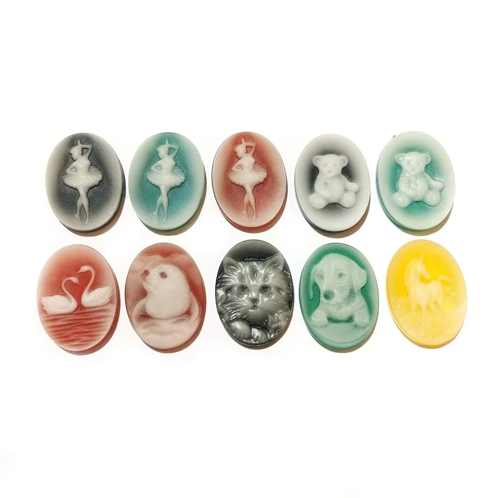 

Wholesale Agate Cameo Stone Natural Bear/Swan/Sea Lion/Unicorn/Cat/Dog Animal Gemstone Pendants for Silver Jewelry Making, Multi