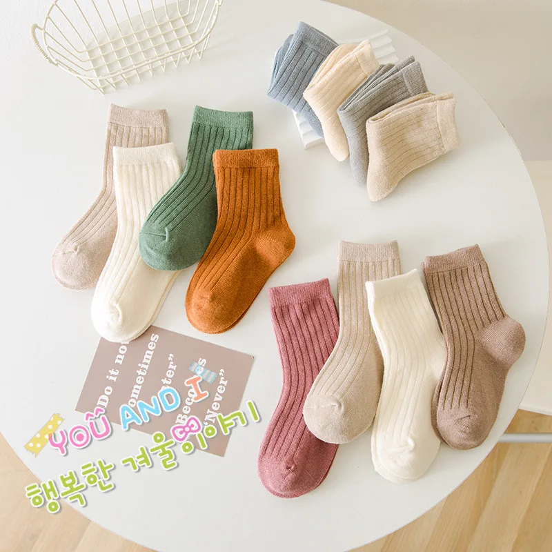 

Jingwen OEM Calcetines De Ninos Al Por Mayor Kids Solid Color Socks