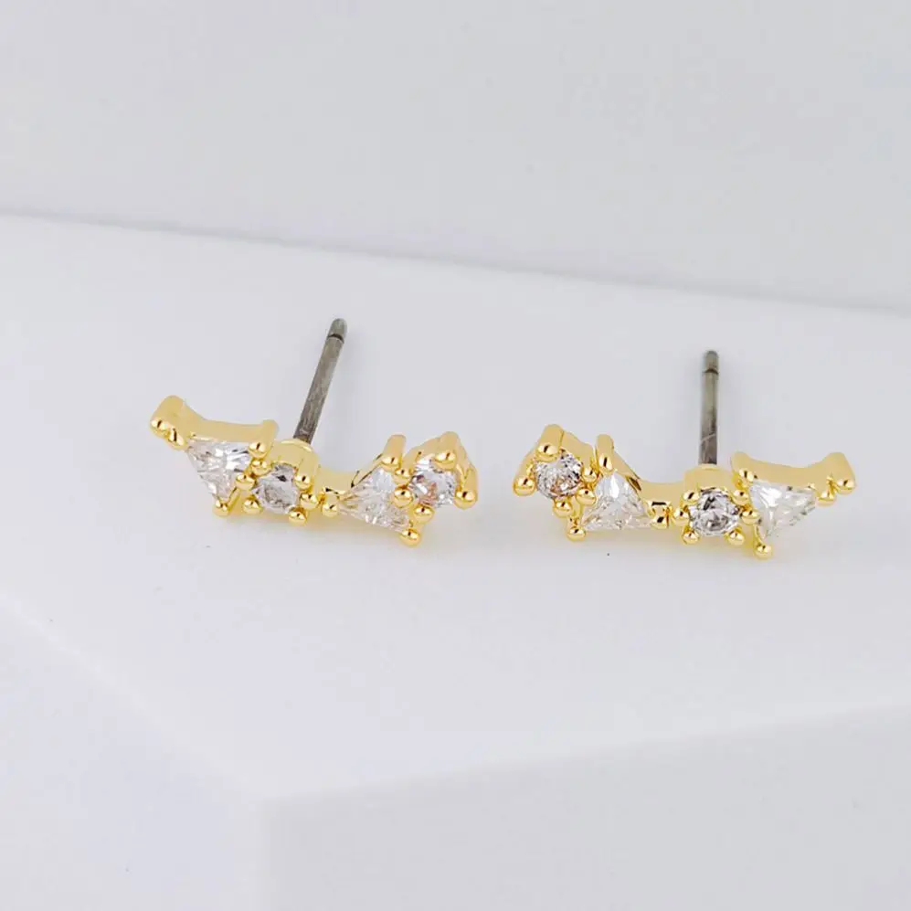 

YE10109 Manufacture New Design Delicate Geometric 3A Zirconia 925 Sterling Silver 18K Gold Plated Stud Earring Jewelry