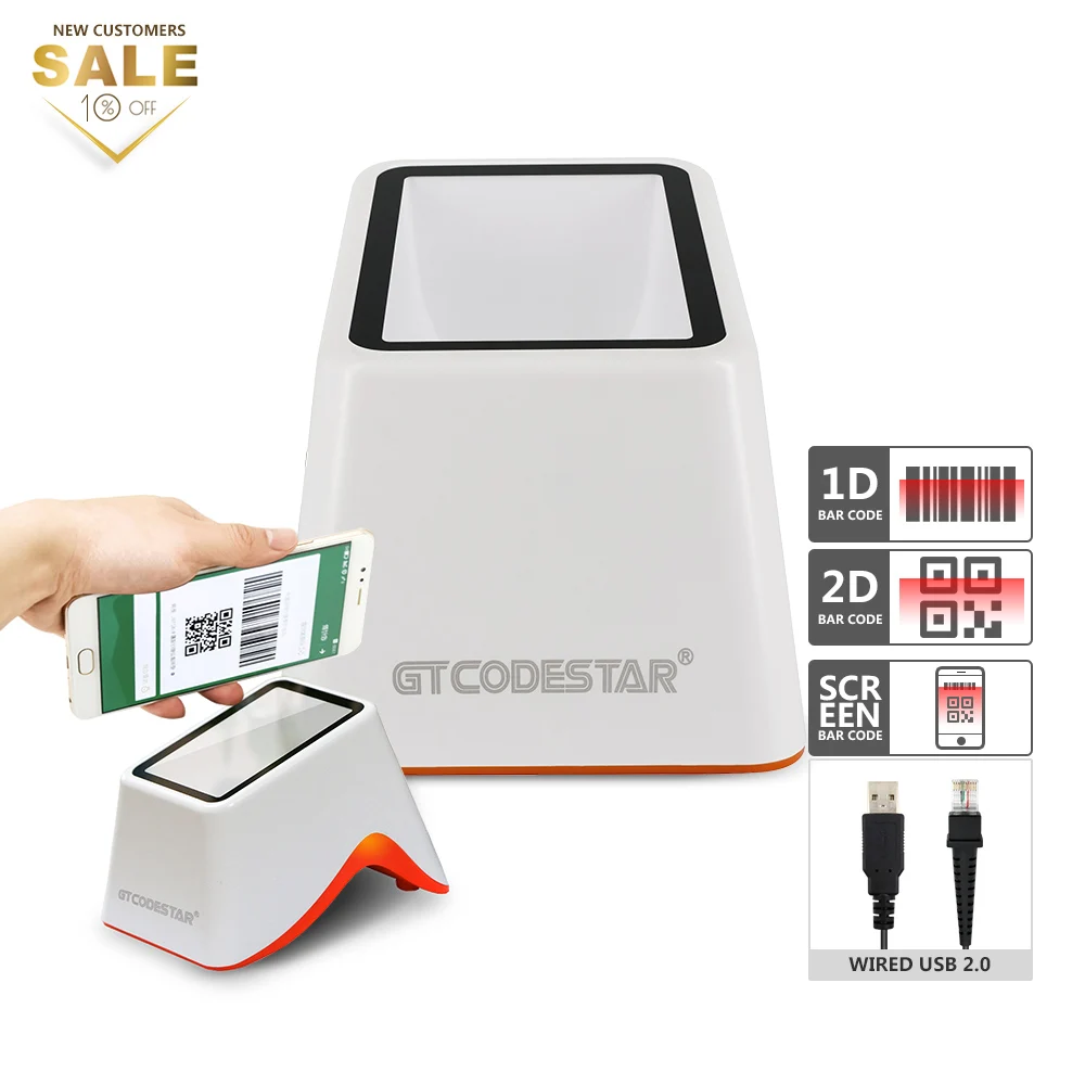 

GT-790 Mobile payment cheap price desktop barcode scanner reading qr code on the screen for E-payment, Orange+white