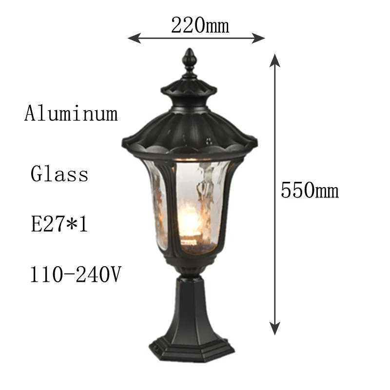 European Style Antique Outdoor Home Garden Pillar Light Main Gate