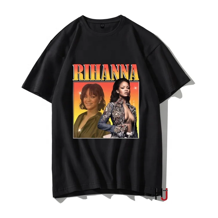 

Rihanna T-shirt men women summer cotton t-shirt harajuku streetwear clothing Hip Hop style printing tshirt