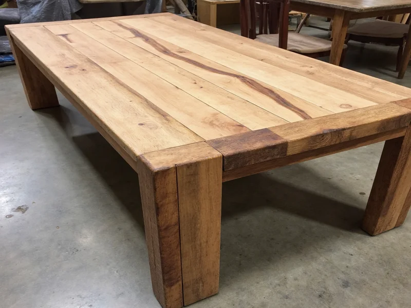 Handmade wooden coffee table on reclaimed materials