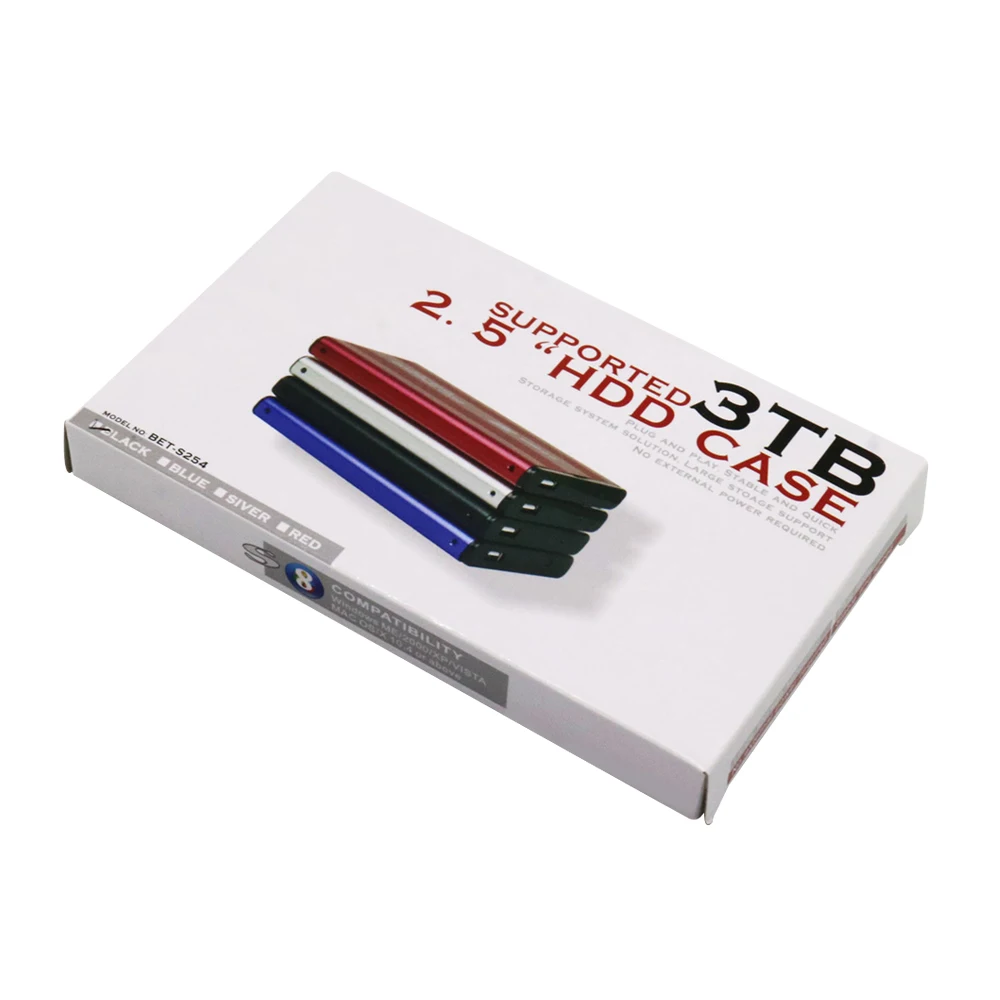 

2.5" SATA External HDD Enclosure Case Hard Disk Drive Box USB 2.0, Black,blue,red,sliver.ect