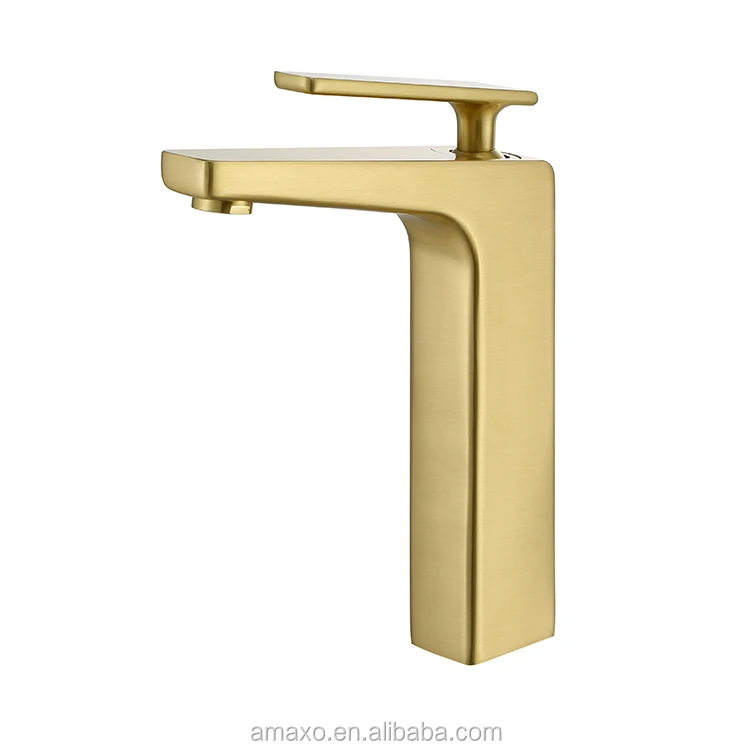 

New Model Bathroom Sink Mixer Deck Mounted Brass Brushed Gold Taps Basin Faucet