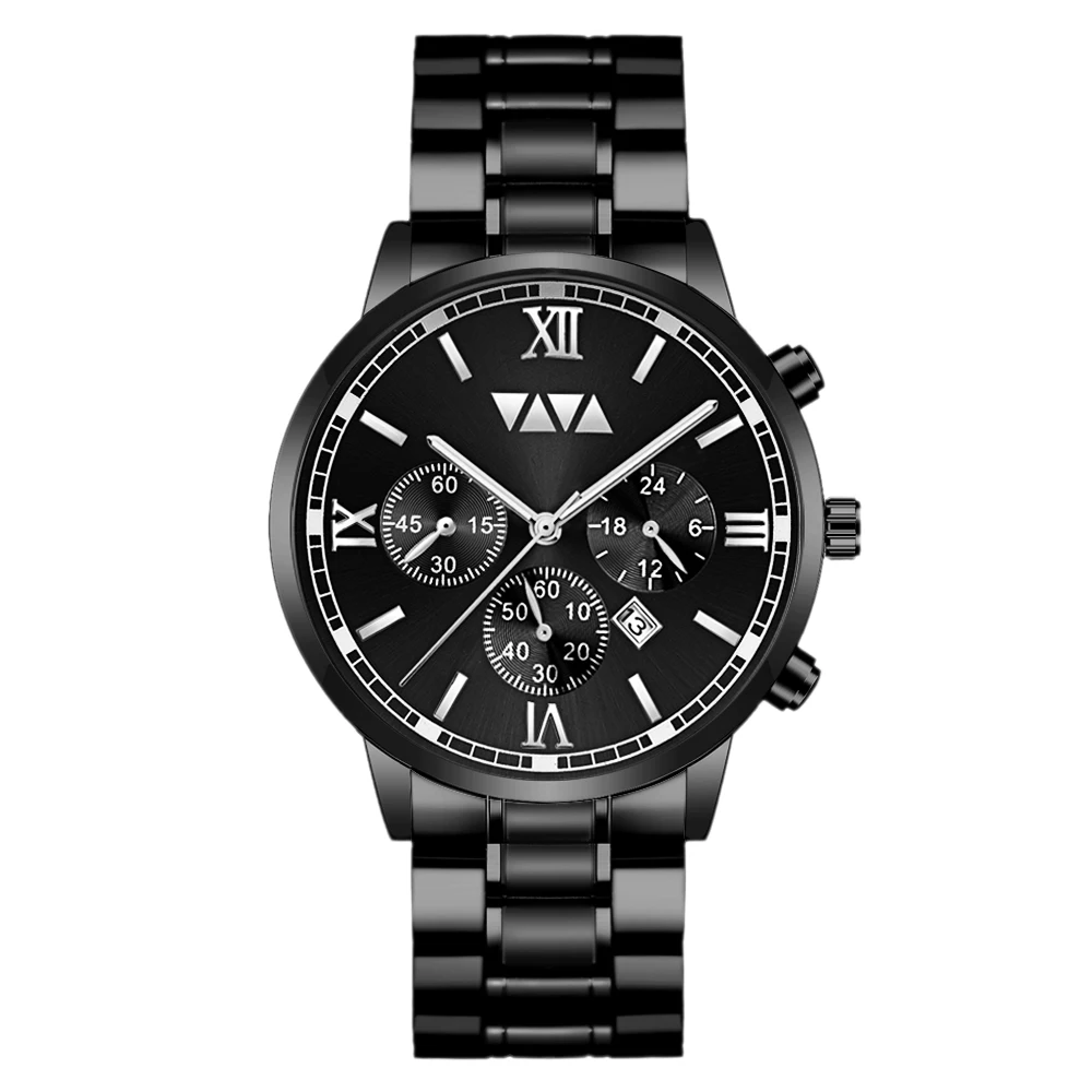 

Men Large Dial Fashion Stainless Steel Straps Business Casual Calendar Quartz Watches Waterproof Watches, 5 colors