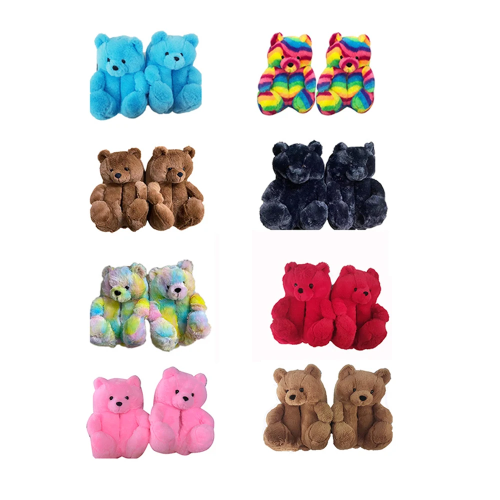 

2021 new arrivals Teddy bear slippers fuzzy teddy Wholesale Plush New Style Slippers House Teddy Bear Slippers for Women Girls