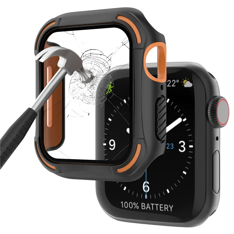

TPU Anti-Fingerprint Screen protector for Apple Watch Case for iWatch 38mm 42mm 44mm 40mm Cover, Black